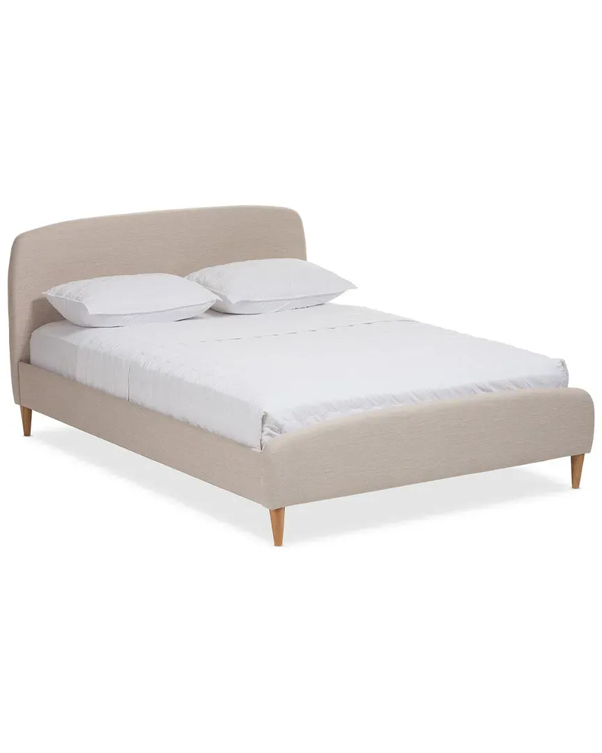 Mia Queen Platform Bed - Light Beige, Rubber Wood image