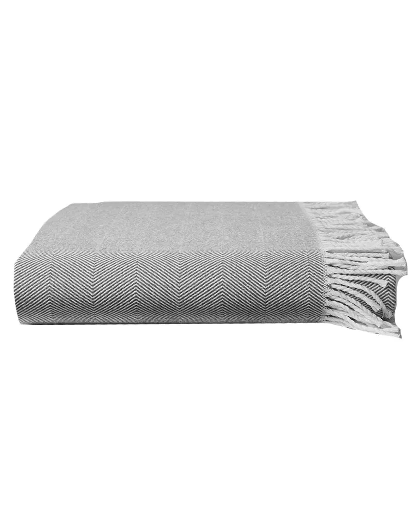 Woven Herringbone Throw - White/Gray, Cotton image