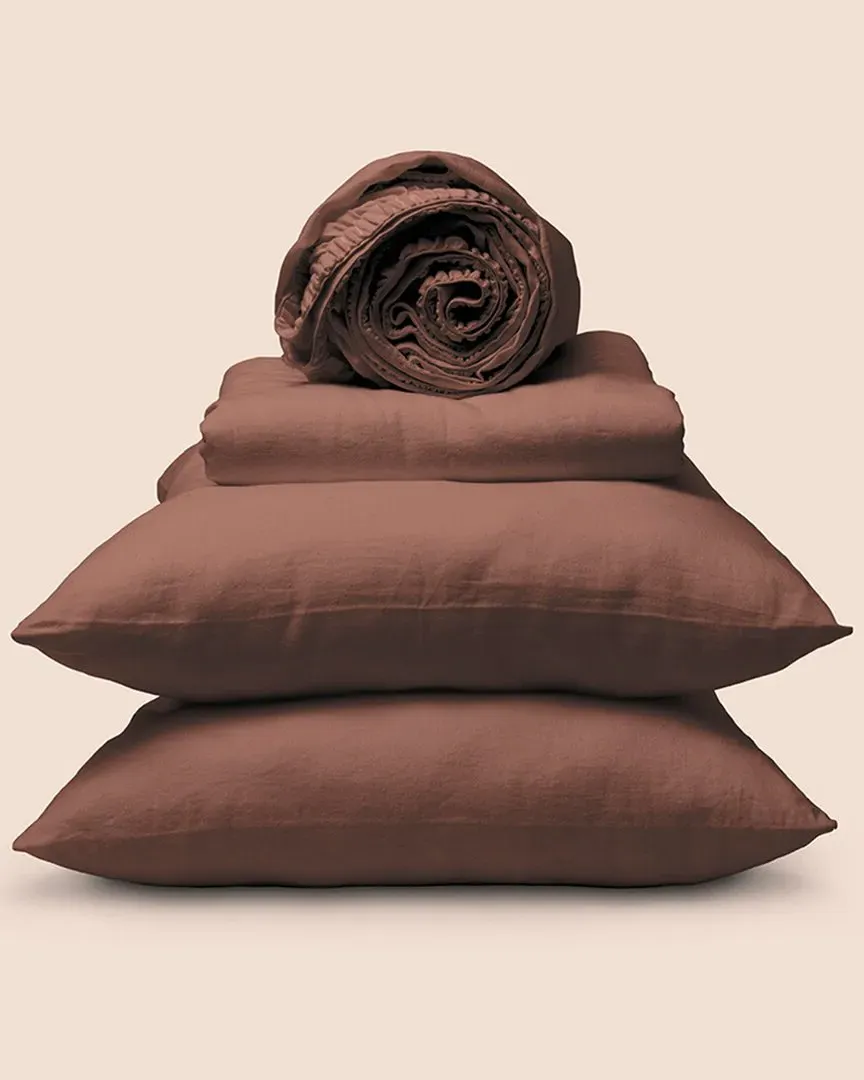 PureCare Linen-Blend Sheet Set - Cacao image