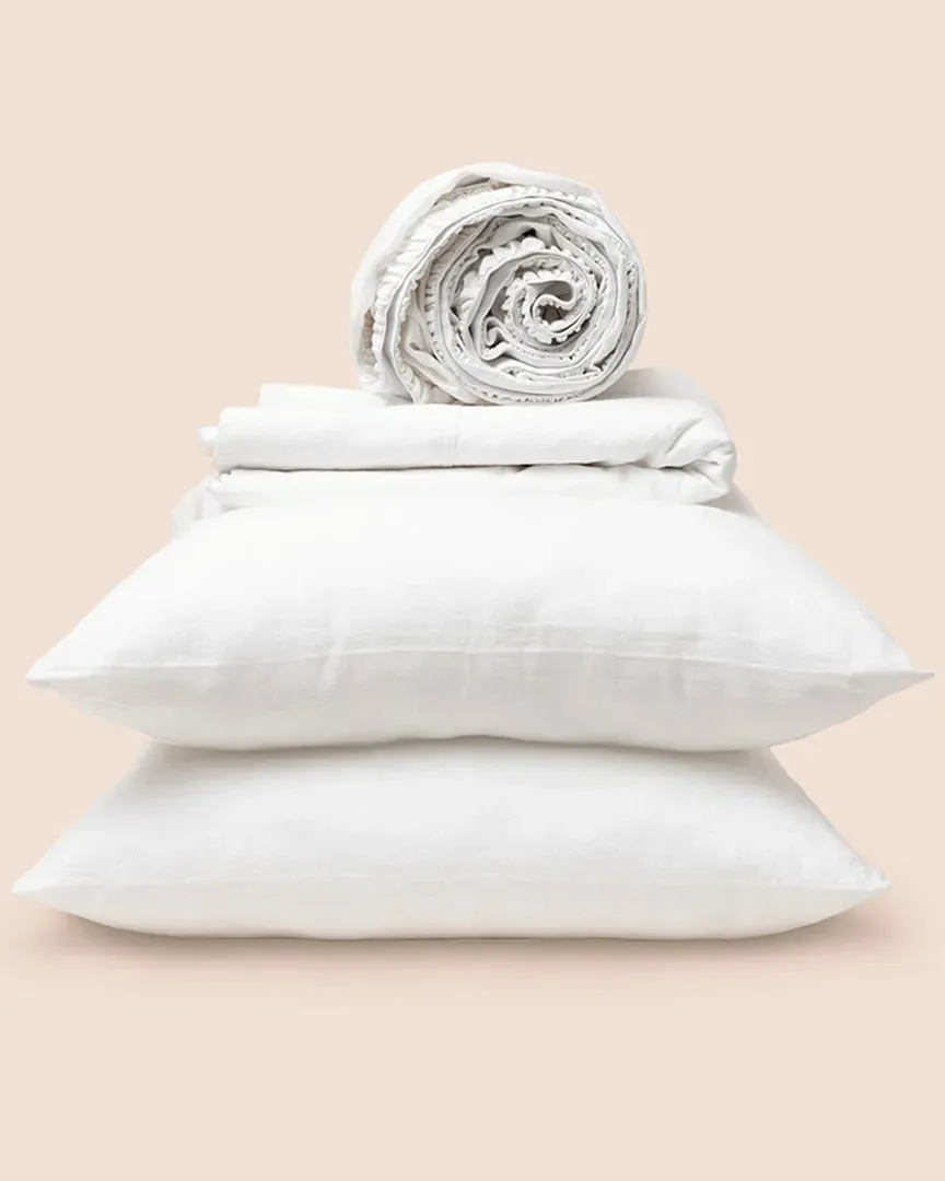 PureCare Linen-Blend Sheet Set - White