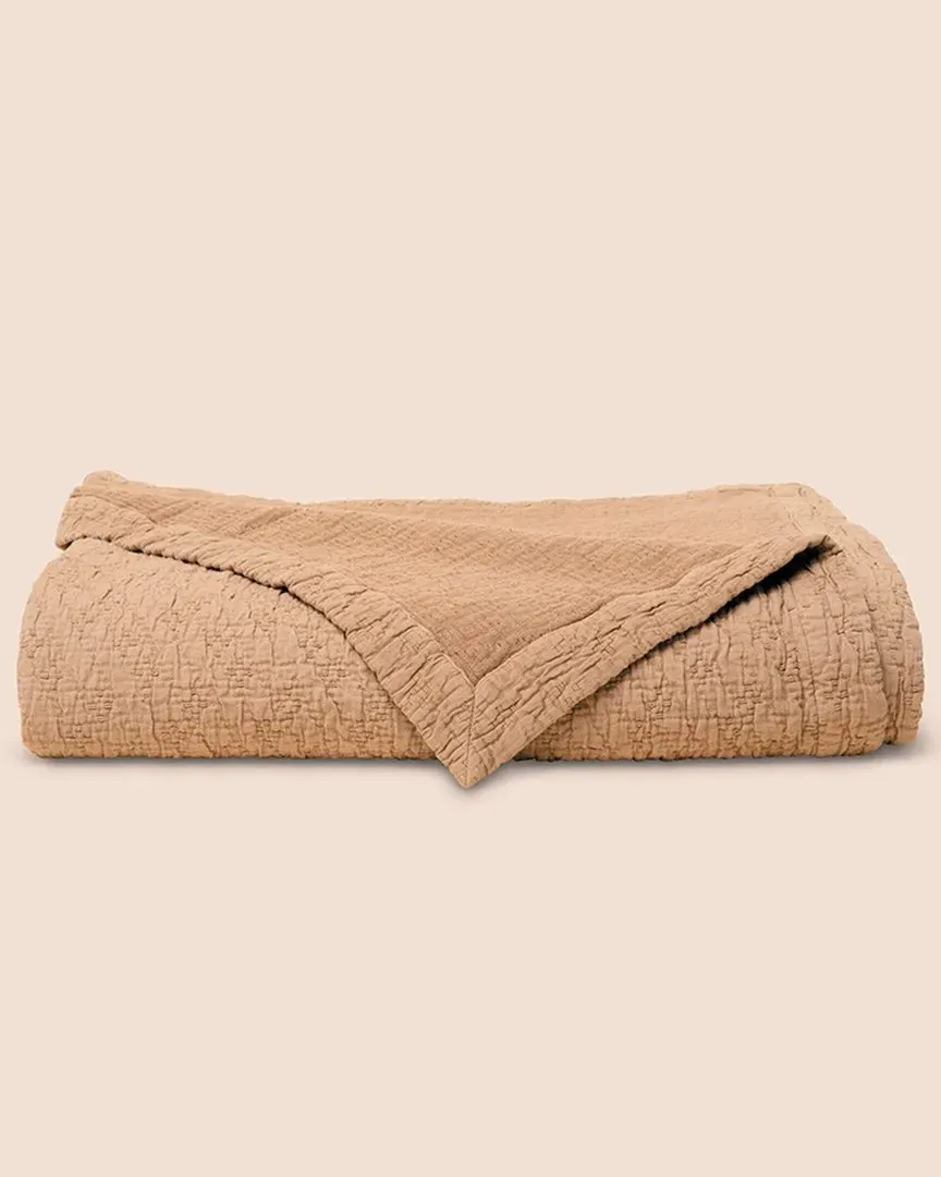 PureCare Wave Cotton Coverlet - Ochre