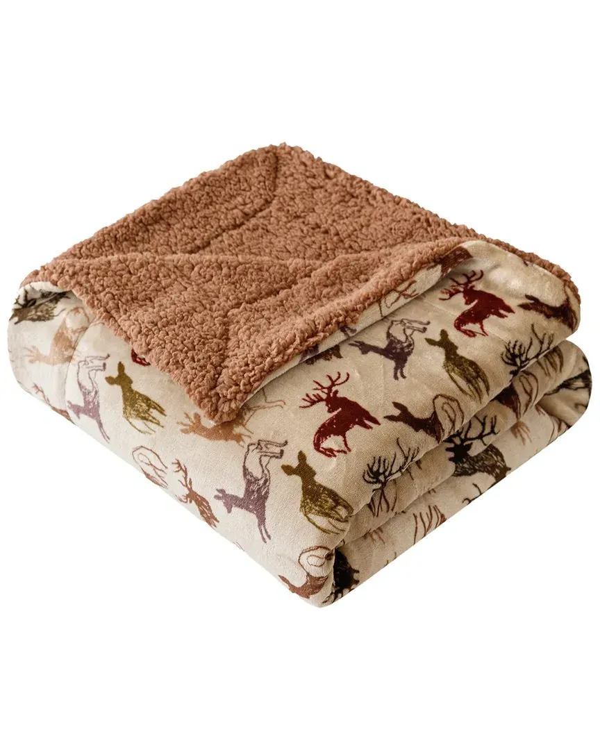 Velvet to Sherpa Oversized Throw - Brown, Polyester