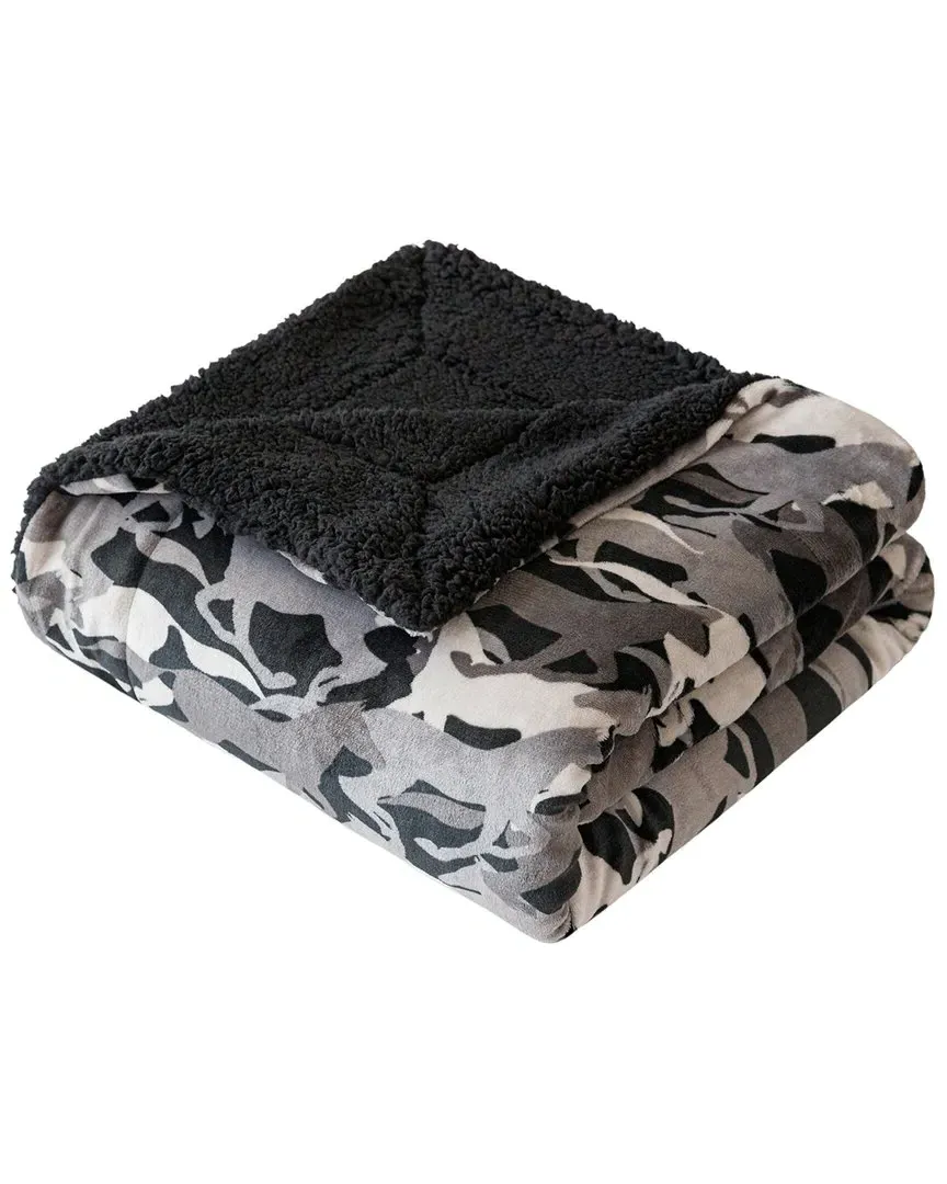 Velvet to Sherpa Oversized Throw - Gray, Polyester image