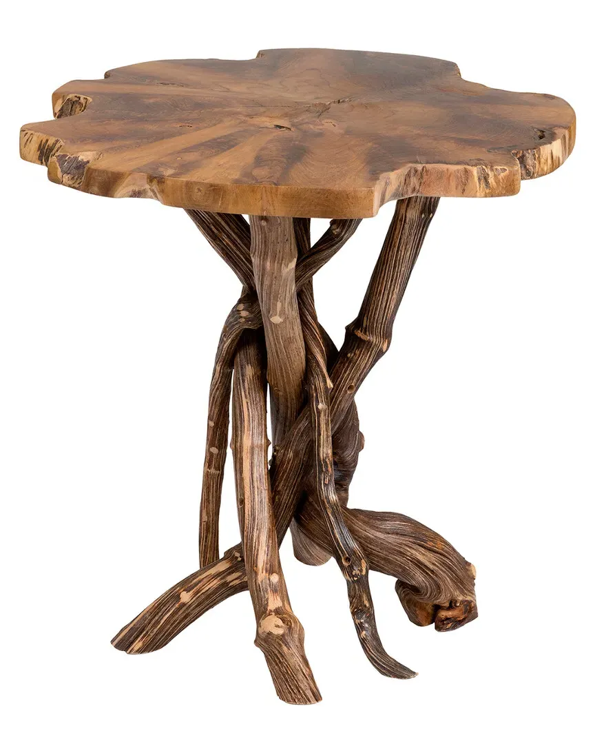 Dimitri Round Accent Table - Brown, Teak image