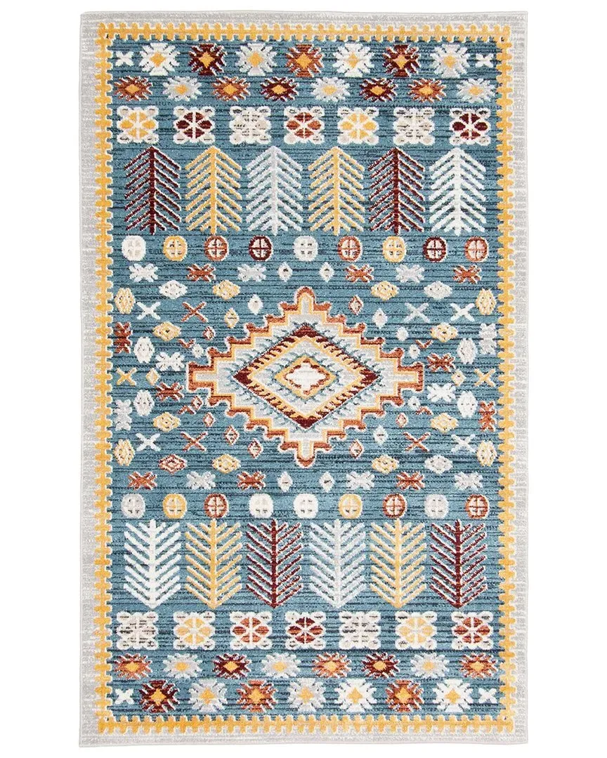 Aqua Gypsy Washable Area Rug - Blue, Polyester