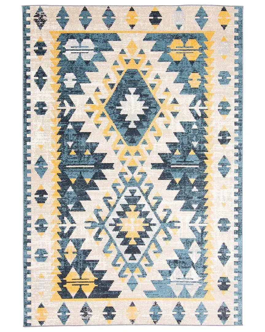Aqua Mosaic Washable Rug - Polyester