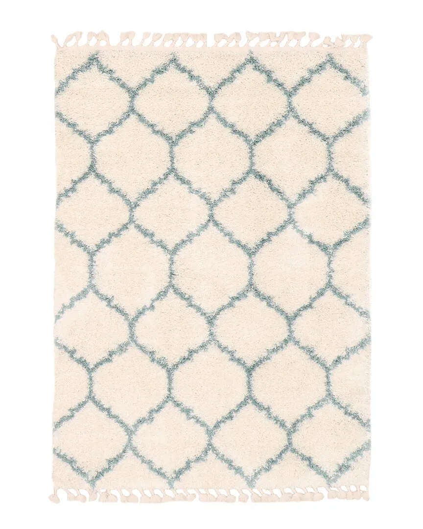 Grammercy Trellis Moroccan Fringed Shag Rug - Cream, Polypropylene image