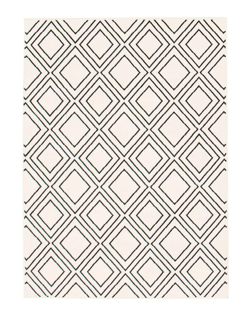 Macy Geod Geometric Rug - White/Navy, Microfiber
