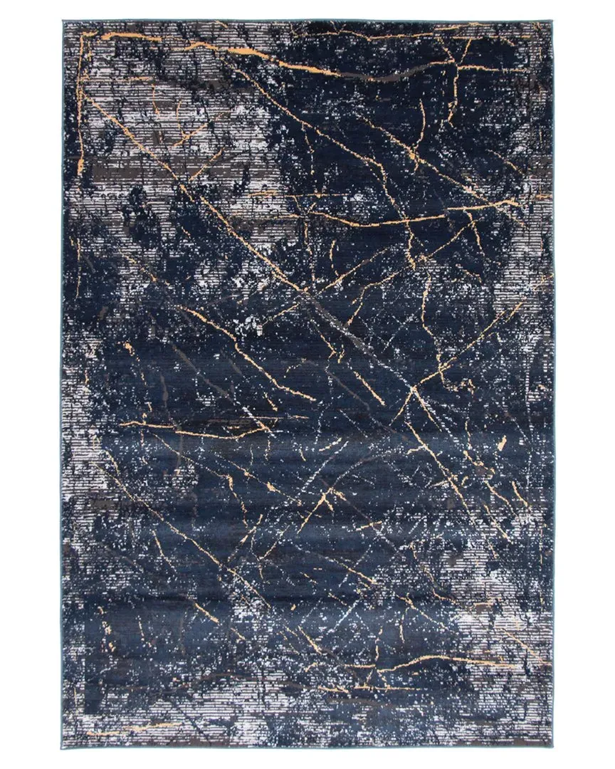 Midnight Marble Abstract Rug - Dark Blue image