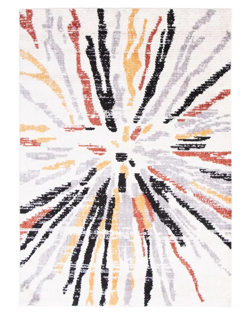 Moroccan Sunburst Abstract Rug - White/Grey, Polyester image