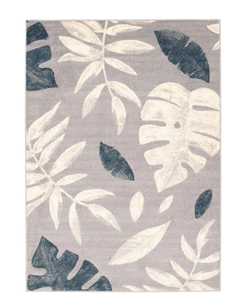Presly Floral Rug - Silver-Petrol, Polypropylene