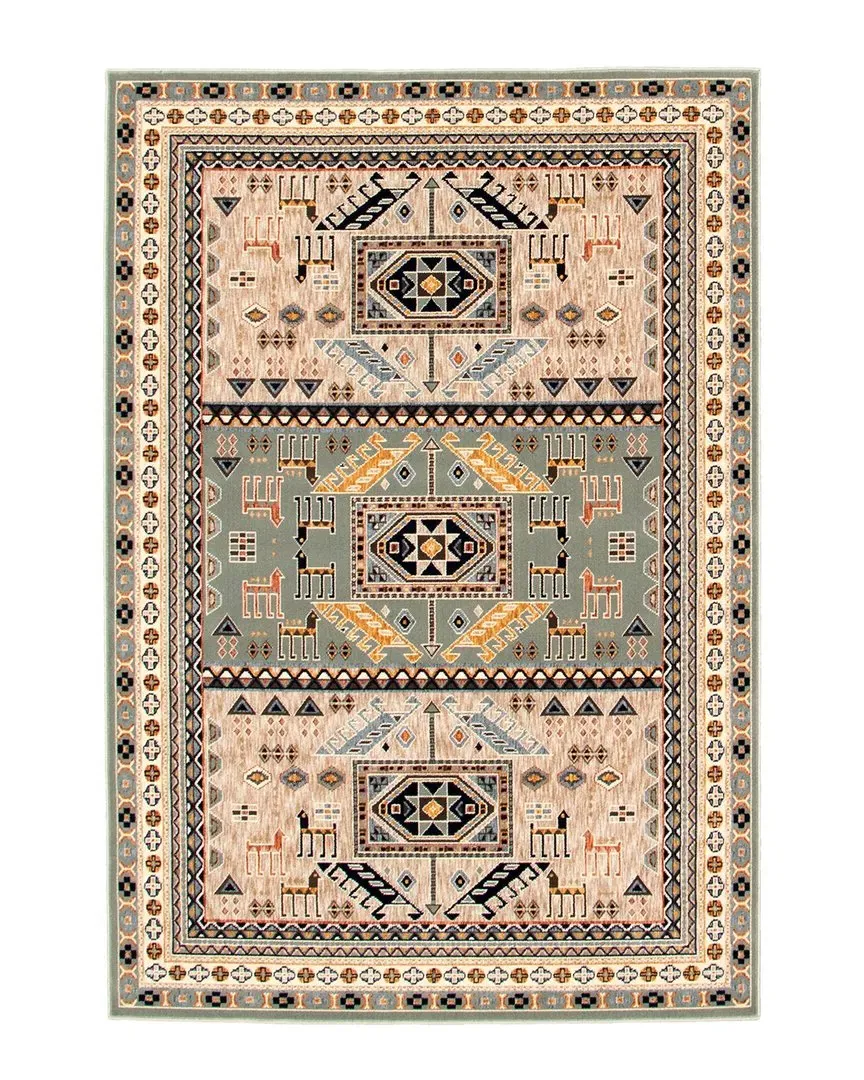 Qashqai Geometric Rug - Teal, Polypropylene