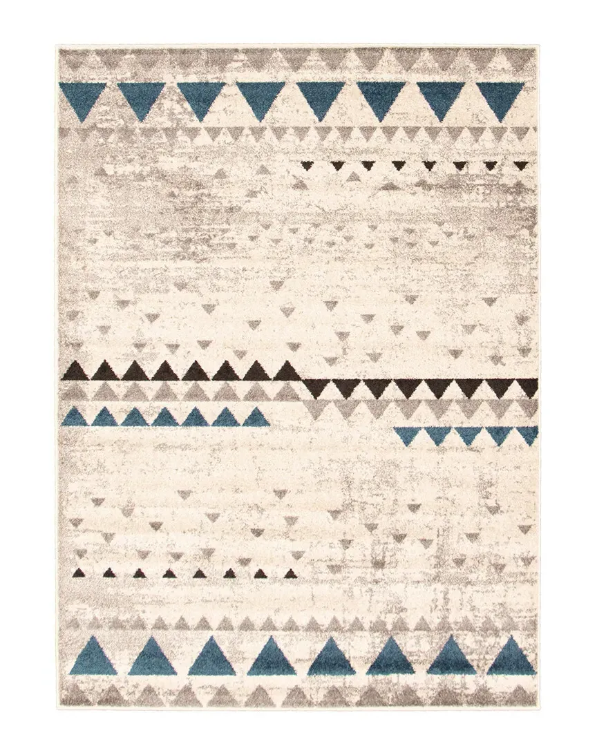 Remi Geometric Rug - Ivory Blue, Polypropylene