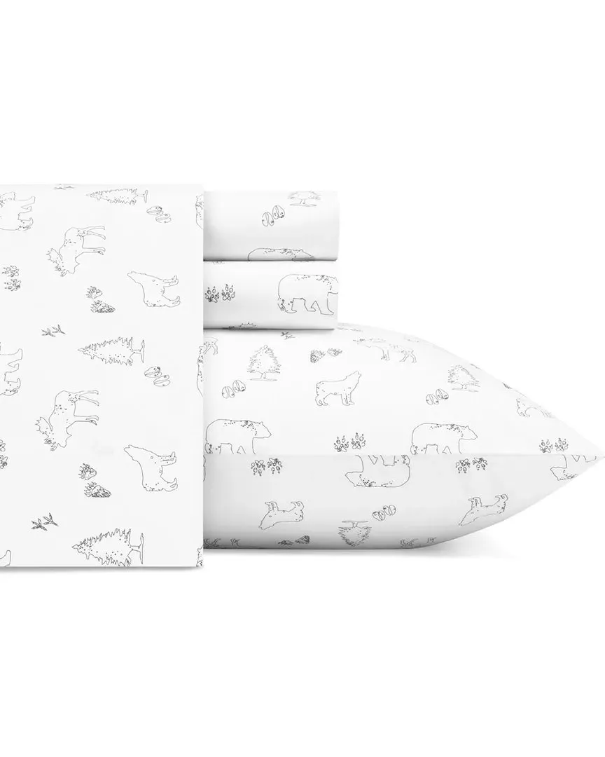 Animal Tracks Twin XL Percale Sheet Set - Carbon, Cotton image
