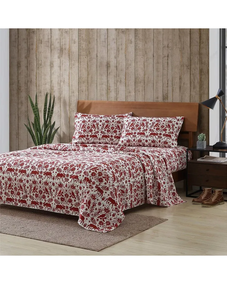Arcadia Twin XL Sheet Set - Ivory Red, Cotton image