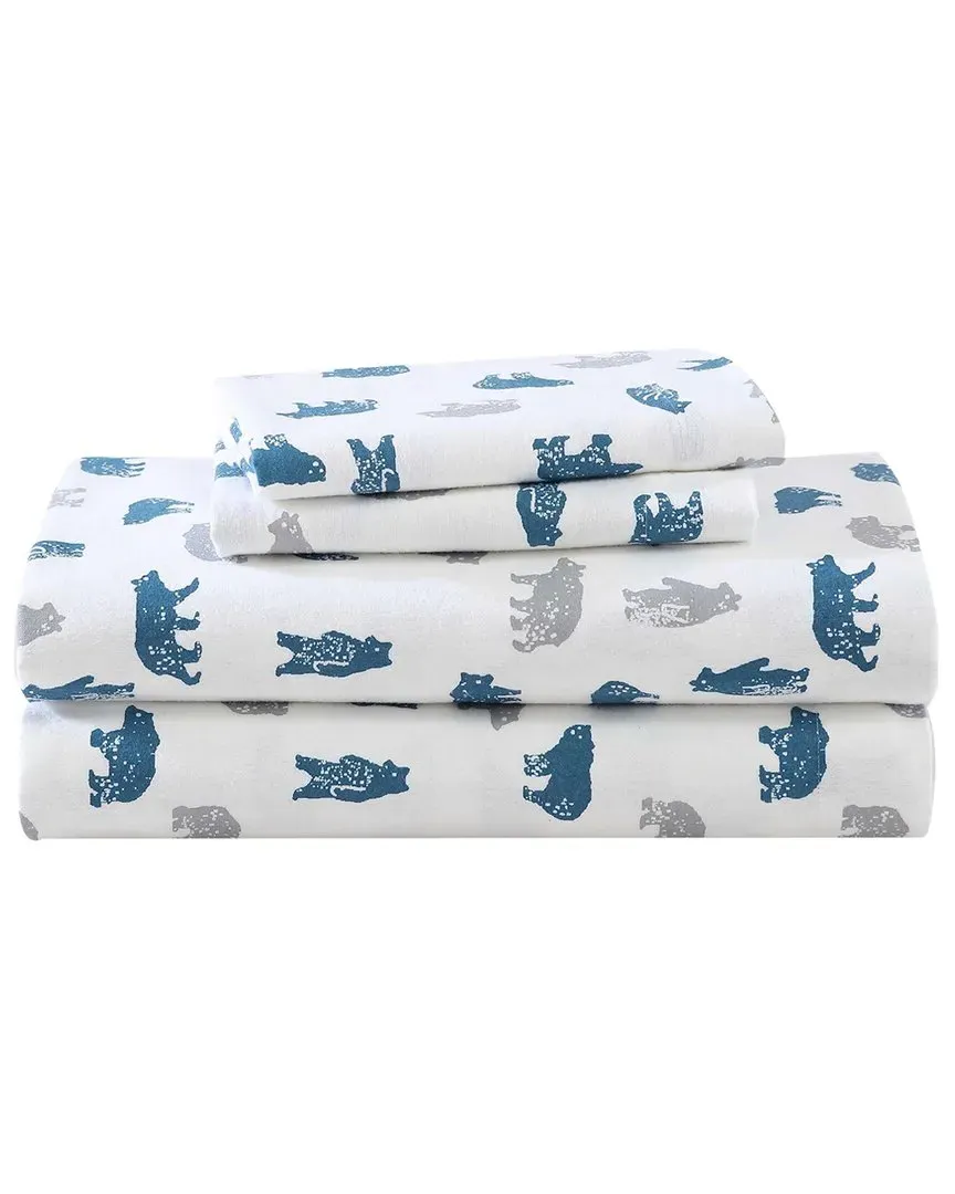 Bear Mountain Twin Flannel Sheet Set - Grey, Cotton image