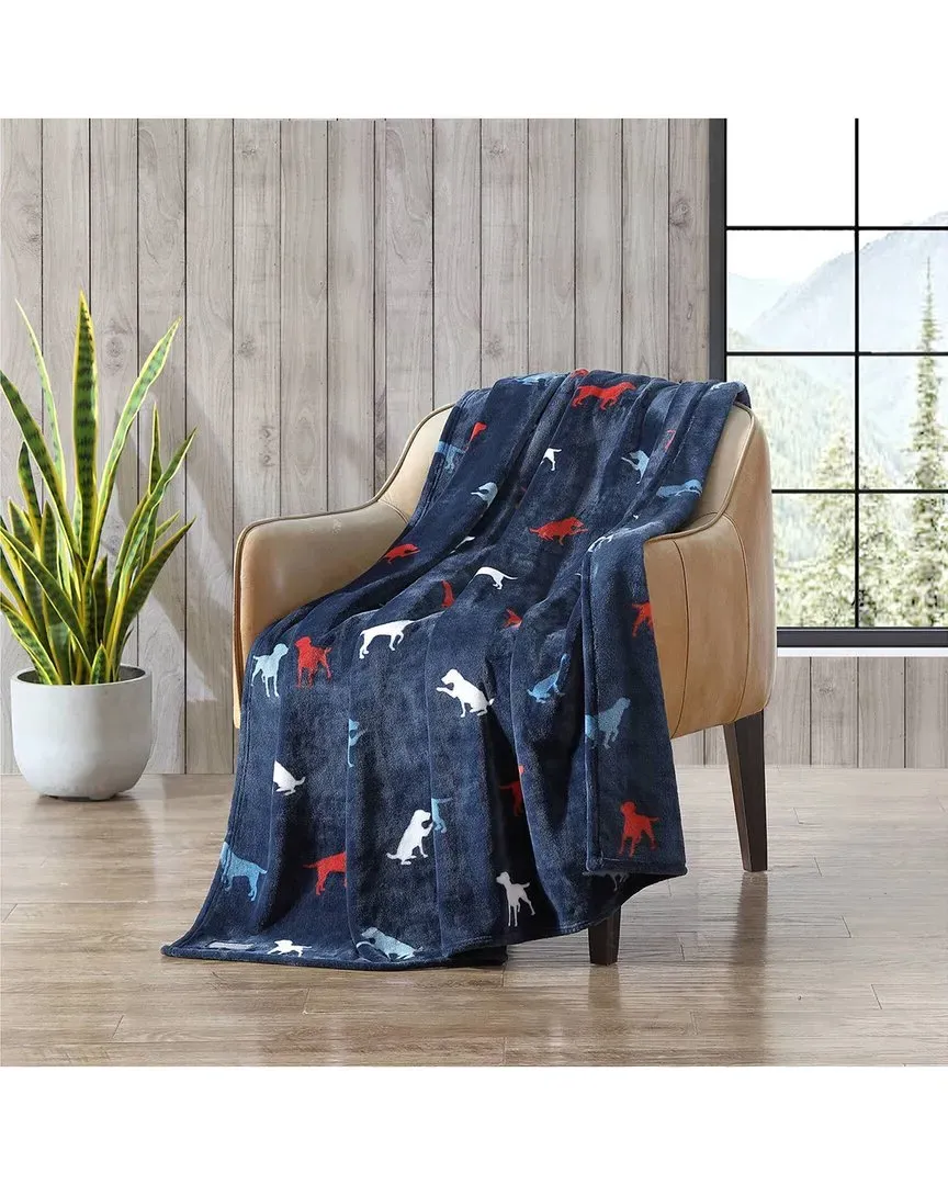 Buddy The Dog Plush Fleece Reversible Throw Blanket - Navy image