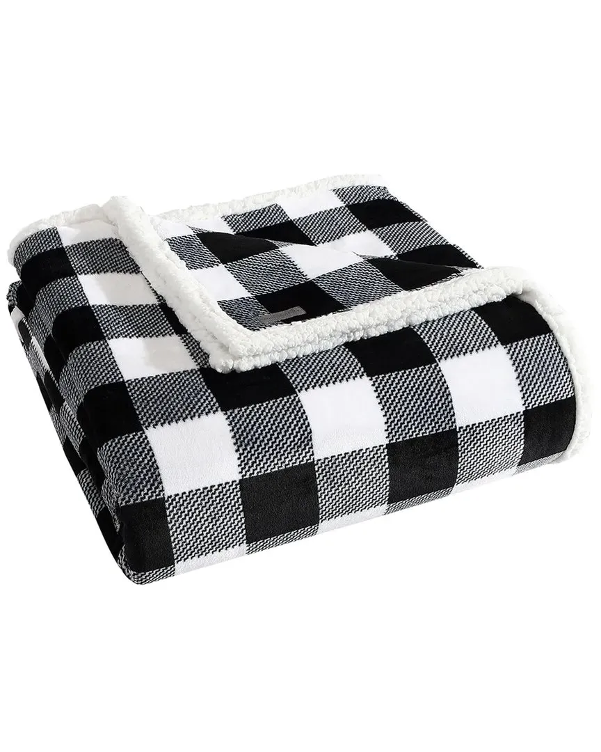 Cabin Plaid Ultra Soft Plush Fleece Blanket - Black, Polyester