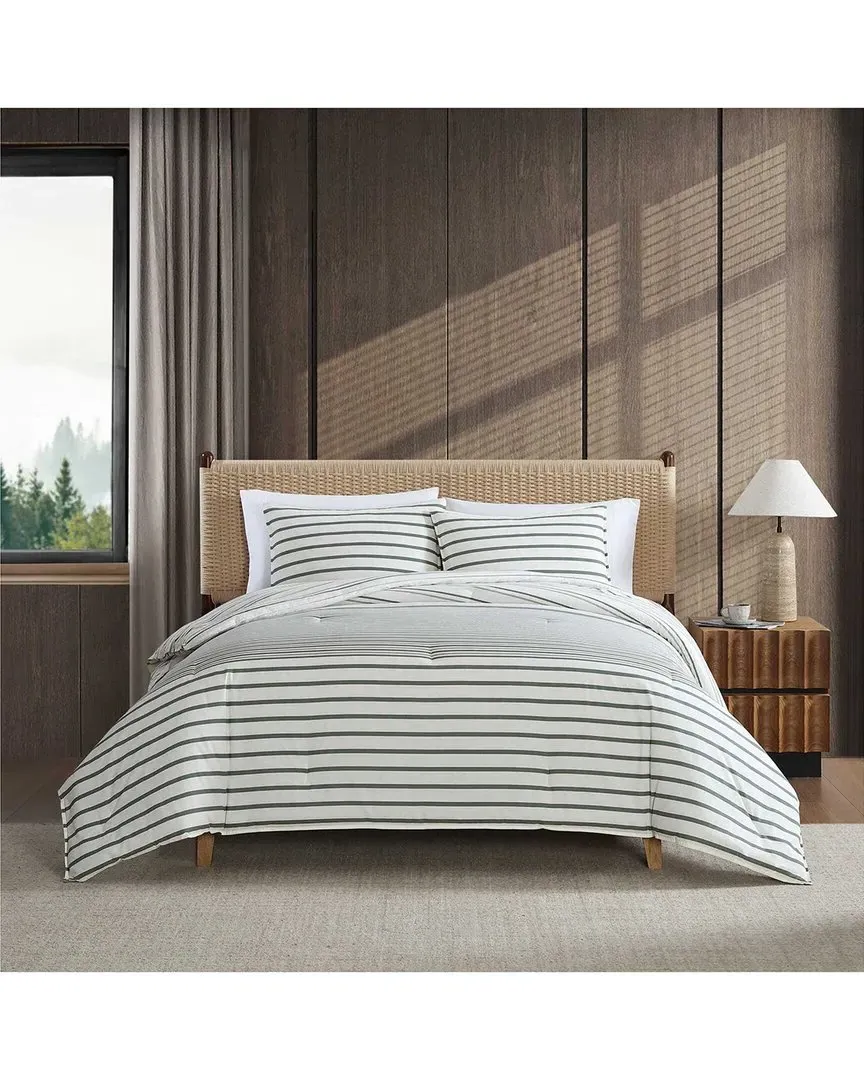 Cooper Stripe Comforter Set - Green, Cotton