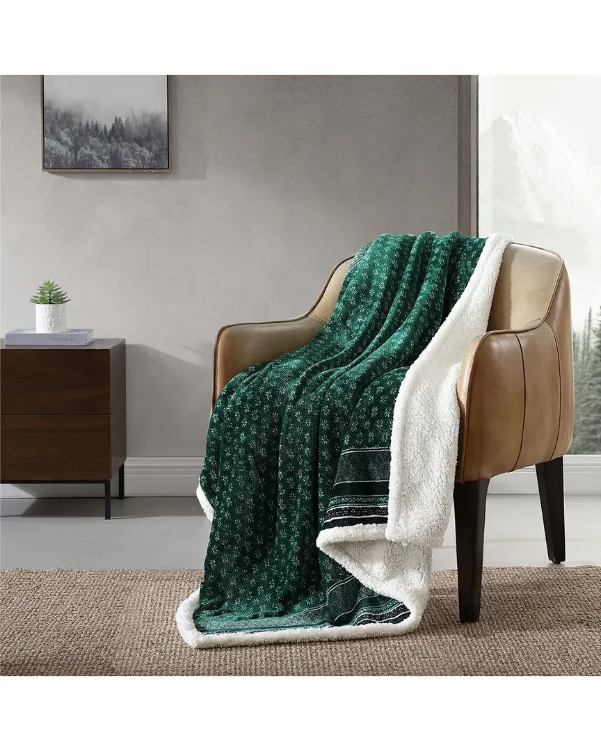 Fair Isle Reversible Throw Blanket - Green, Fleece