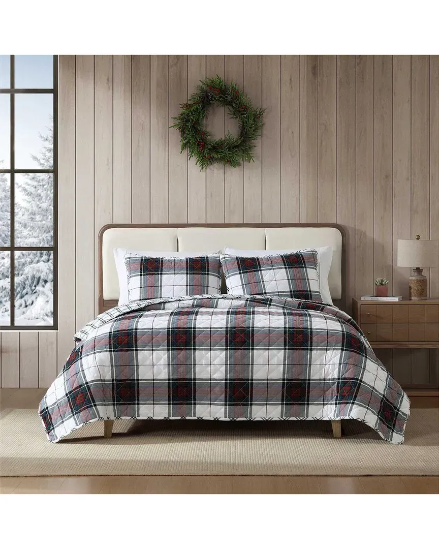 Holiday Plaid Reversible Quilt Set - Red, Cotton Flannel image