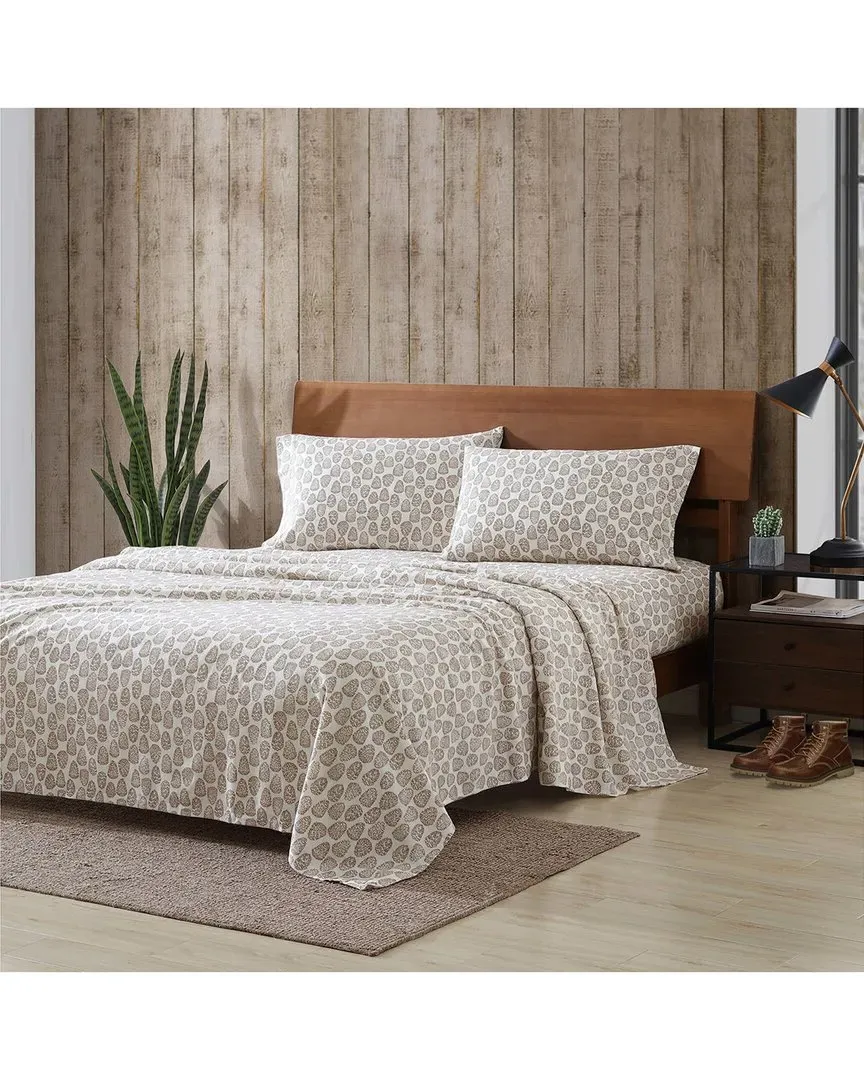 Little Creek Pine Cone Flannel Sheet Set - Ivory, Cotton image