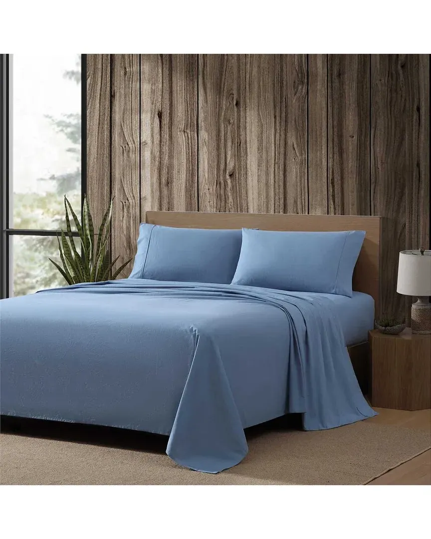 Peached Percale Sheet Set - Blue, Cotton