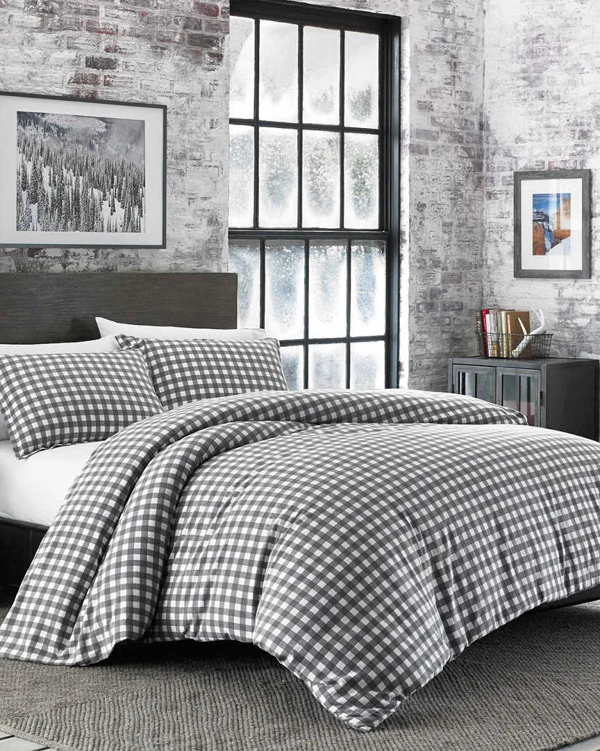 Preston Flannel Duvet Cover Set - Grey, Cotton image