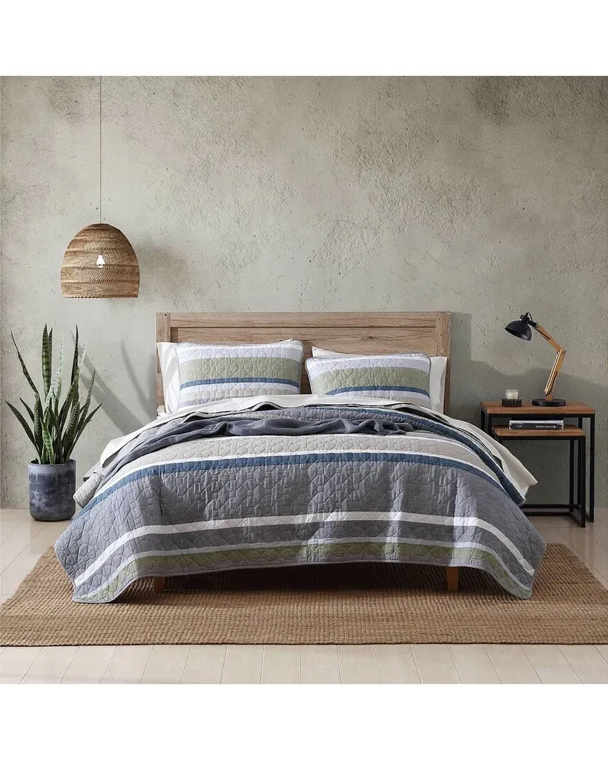 Salmon Ladder Reversible Quilt Set - Khaki image