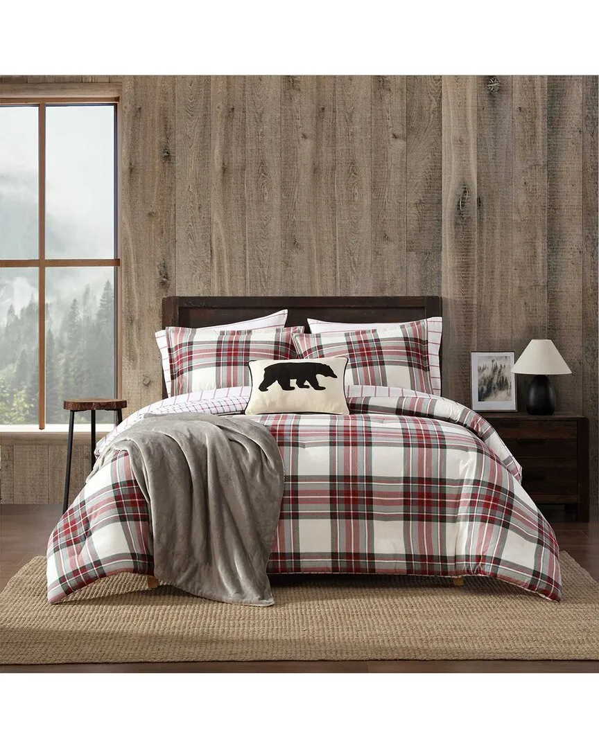 Serendipity Plaid Cotton Flannel Comforter Set - Red/Grey