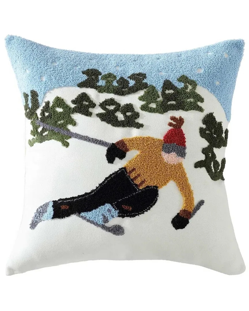 Ski Hills Decorative Pillow - Green, Polyester