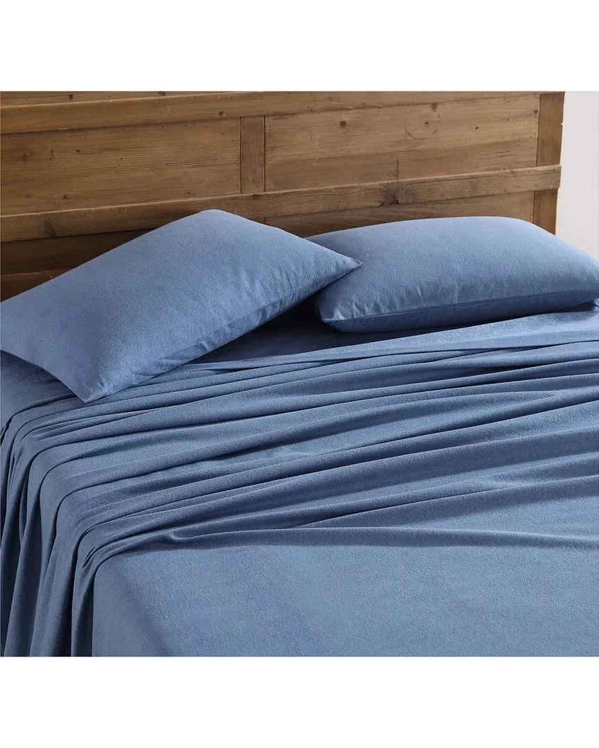 Solid Twin Flannel Sheet Set - Blue, Cotton