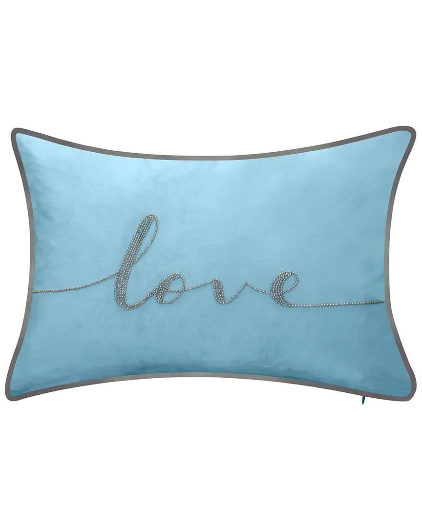 Celebrations Beaded Love Decorative Pillow - Mineral, Velvet