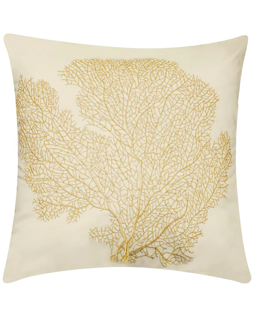 Embroidered Coral Pillow - Cream, Polyester image