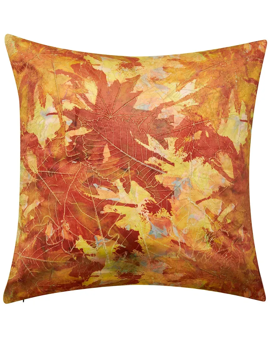 Printed Leaf Decorative Throw Pillow - Rust, Polyester