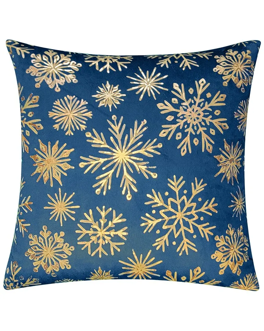 Snowflakes Velvet Foil Print Holiday Decorative Pillow - Emerald image