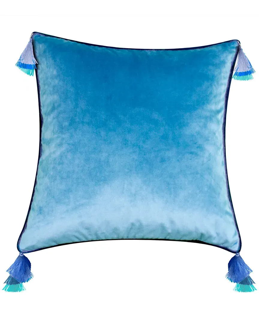 Velvet Reversible Tassel Decorative Pillow - Teal image