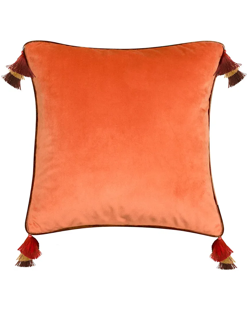 Velvet Reversible Tassel Decorative Pillow - Tigerlily