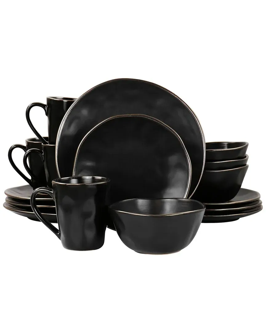 16pc Stoneware Dinnerware Set - Black