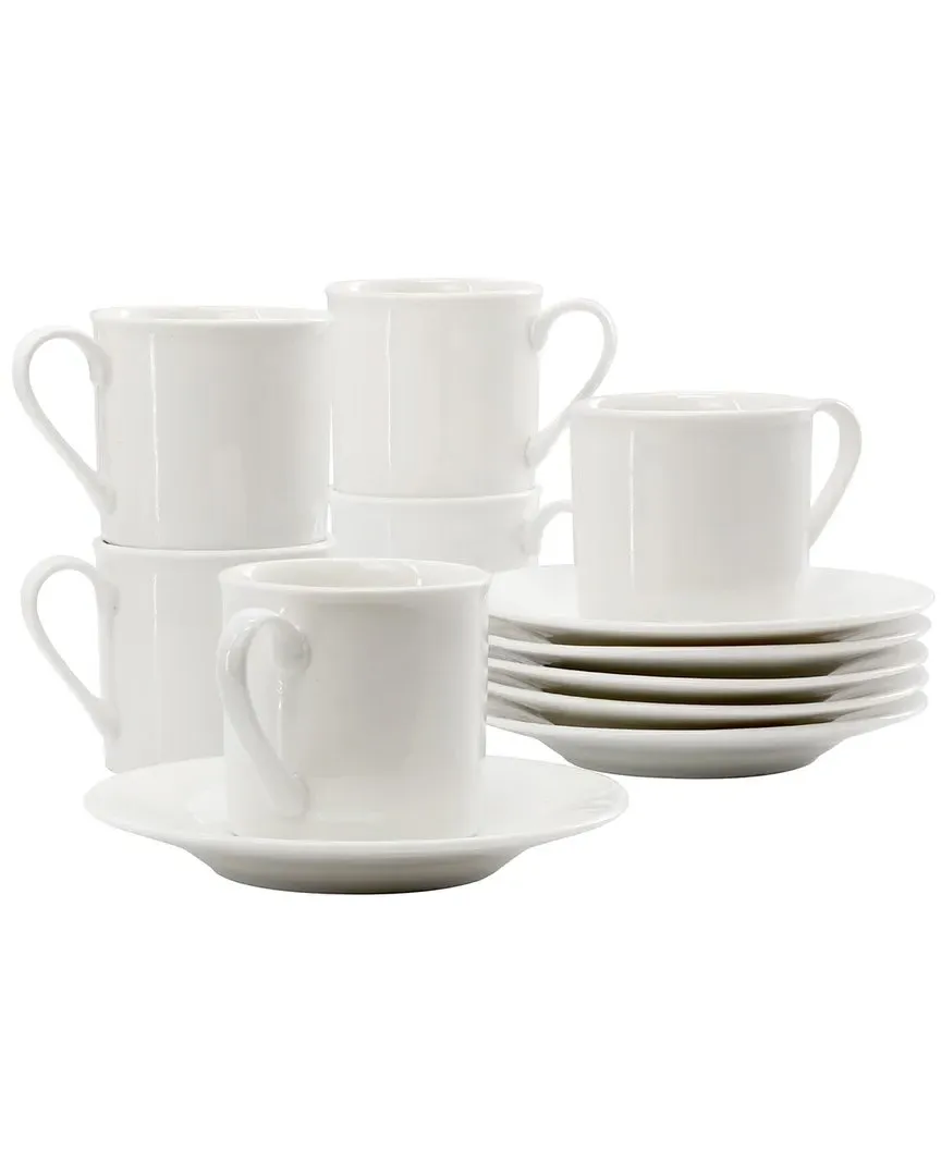 Aspin 12pc Espresso Cup Set with Saucers - White, Porcelain image