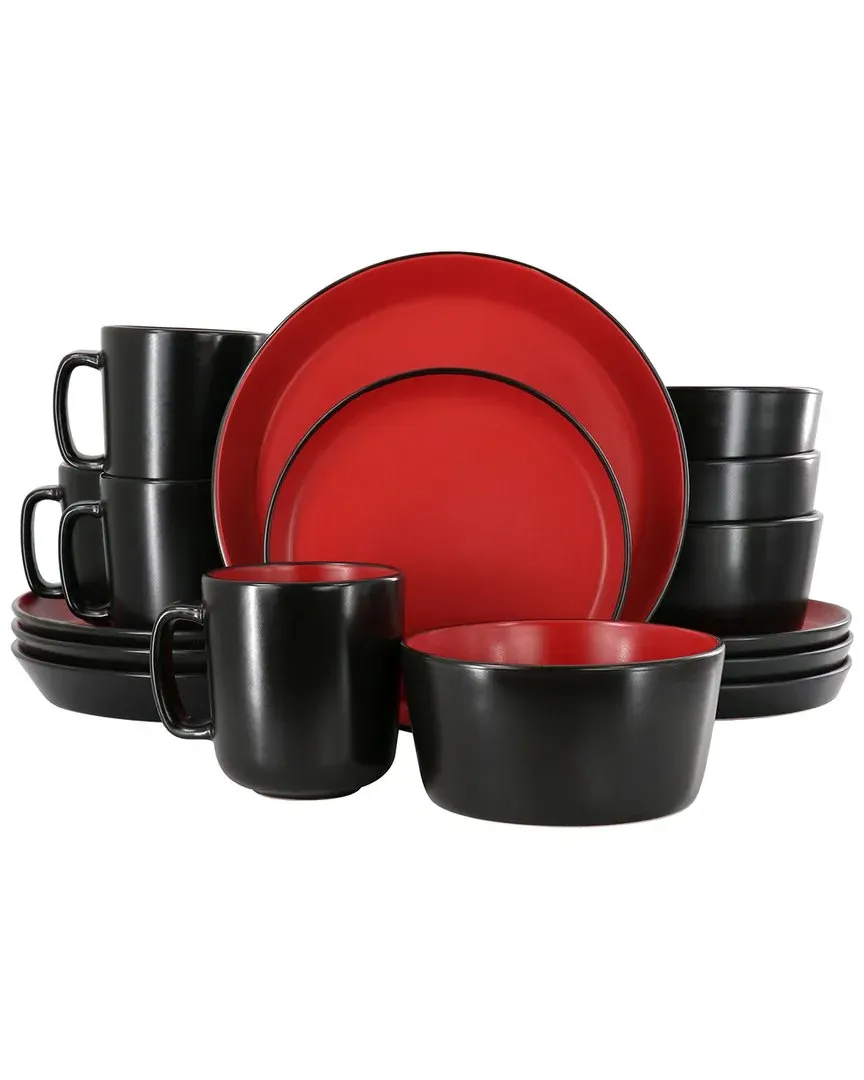 Bacarra 16-Piece Dinnerware Set - Red, Stoneware