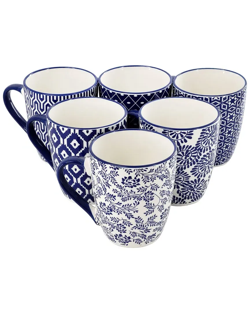 Declan 6pc Stoneware Mug Set - Blue