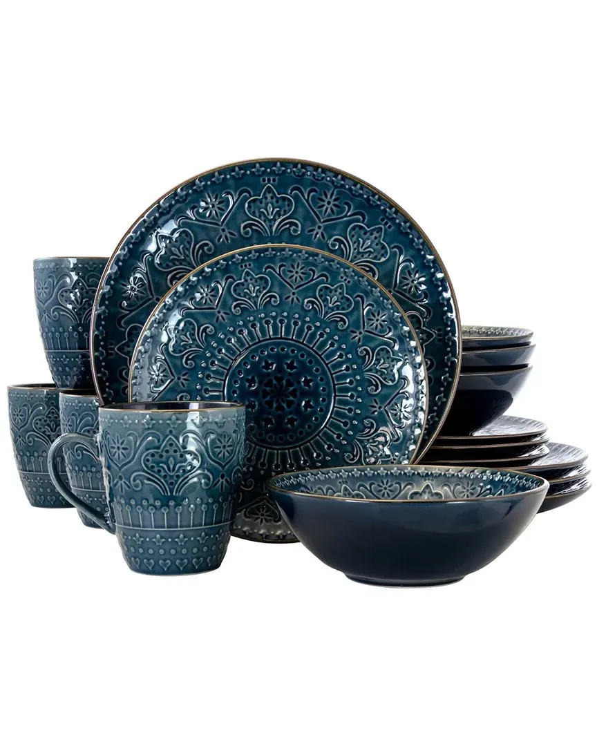 Deep Sea Mozaic 16pc Stoneware Dinnerware Set - Sea Blue image