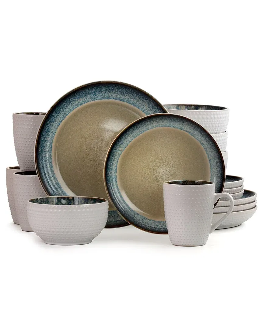 Dot 16pc 3-Tier Stoneware Dinnerware Set - Multicolor