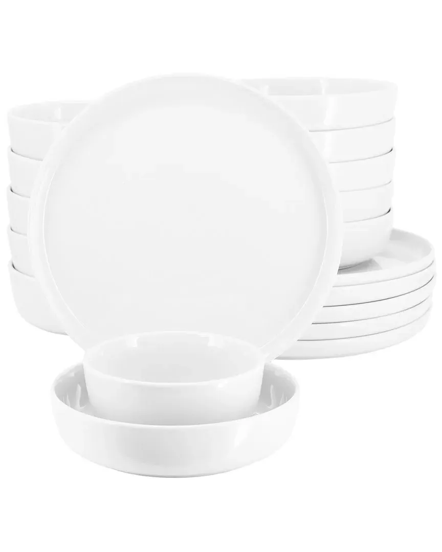Duncan 18-Piece Dinnerware Set - White, Porcelain