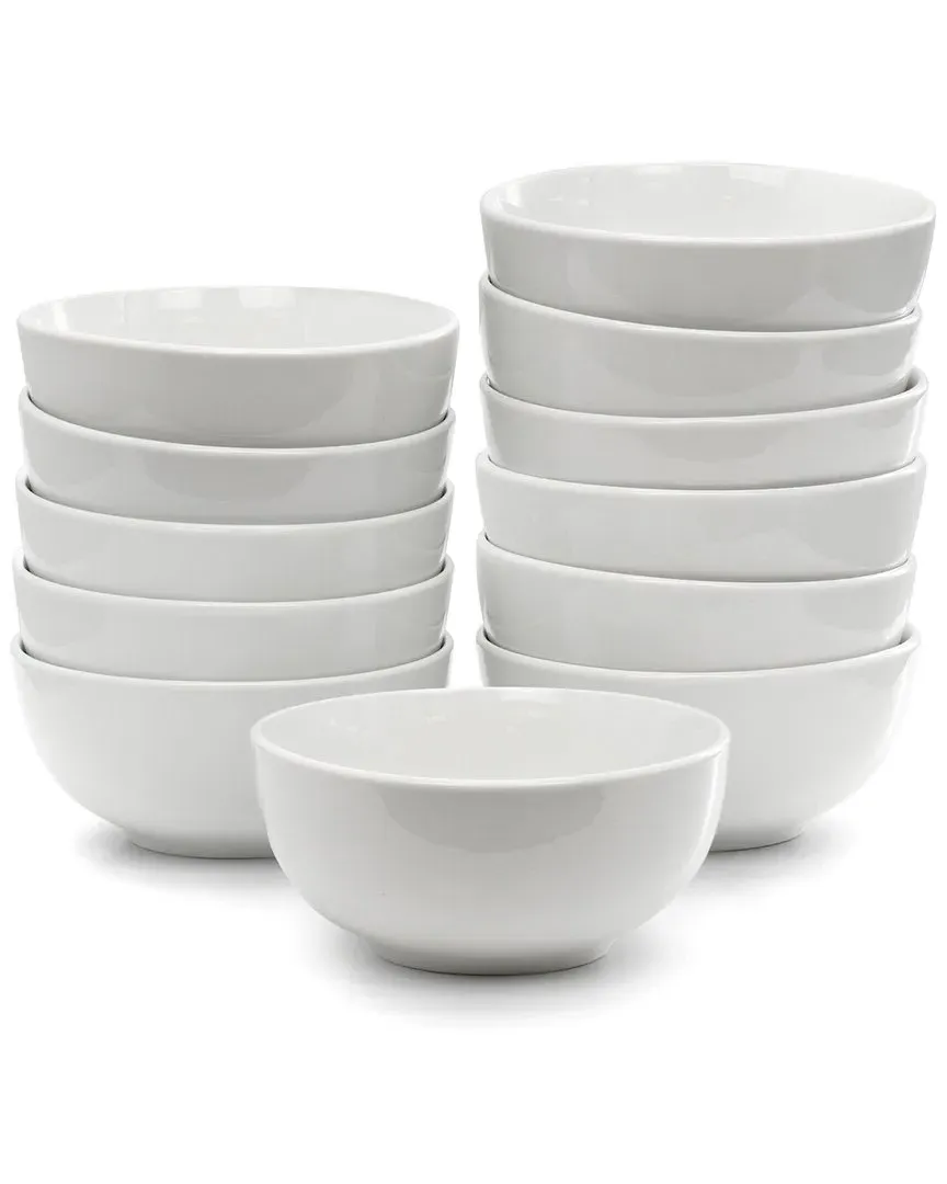 Elama 12-Piece Porcelain Bowl Set - White image