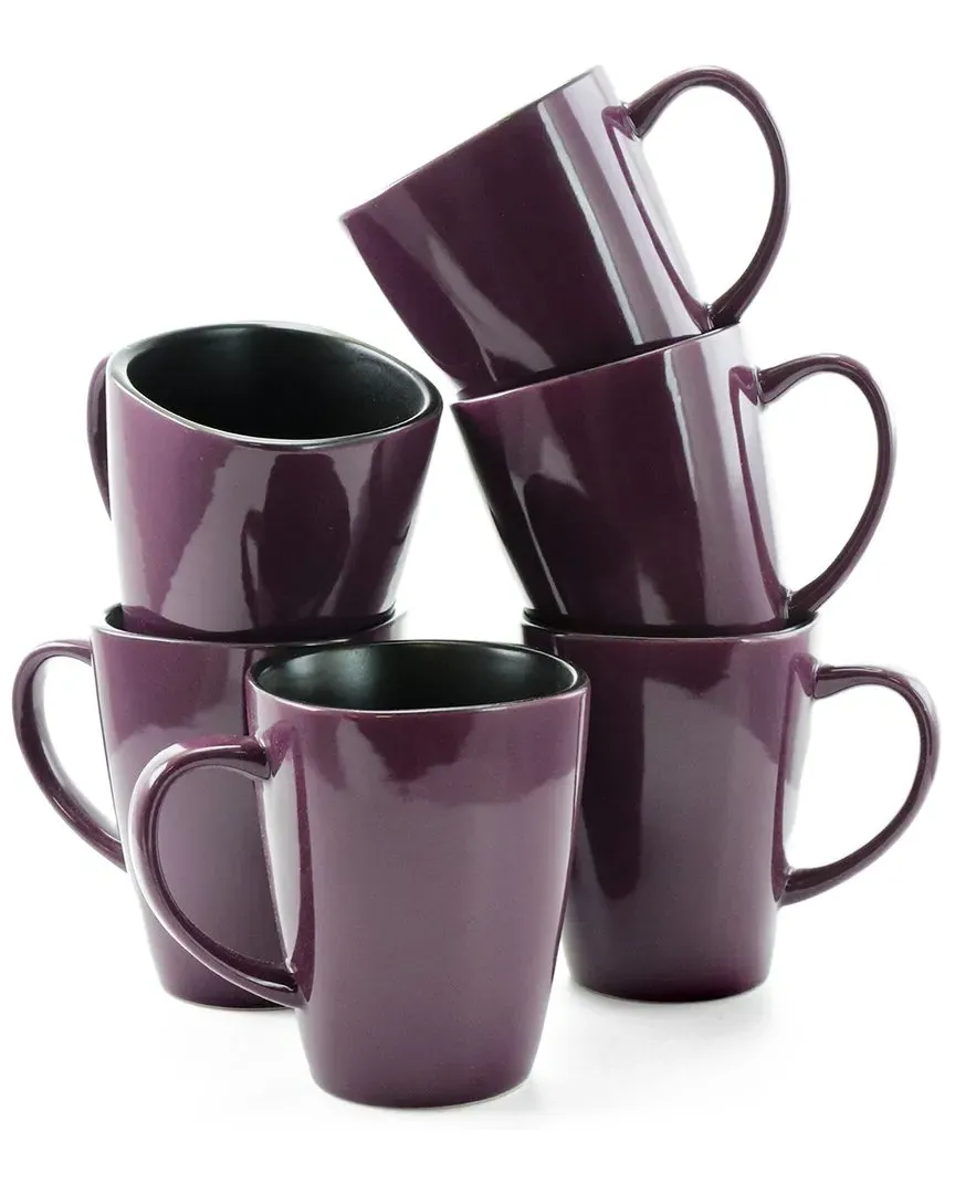 Elama Set of 6 Stoneware Mugs - Purple image