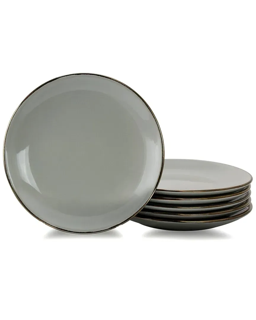 Elama Tahitian Sand 6pc Salad Plate Set - Light Grey image