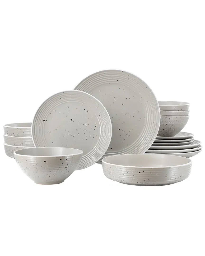 Emilia 16-Piece Dinnerware Set - Light Grey, Stoneware