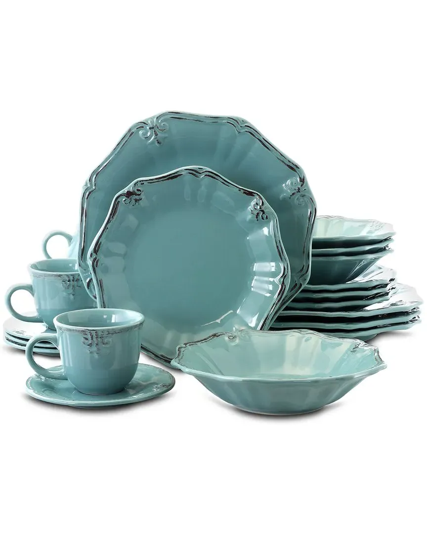 Fleur De Lys 20pc Dinnerware Set - Turquoise, Stoneware image